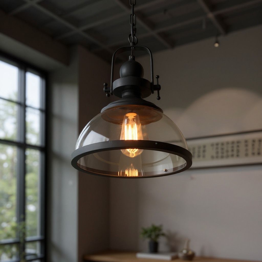 Harbor Dome Pendant Light – Vintage Glass Hanging Ceiling Fixture