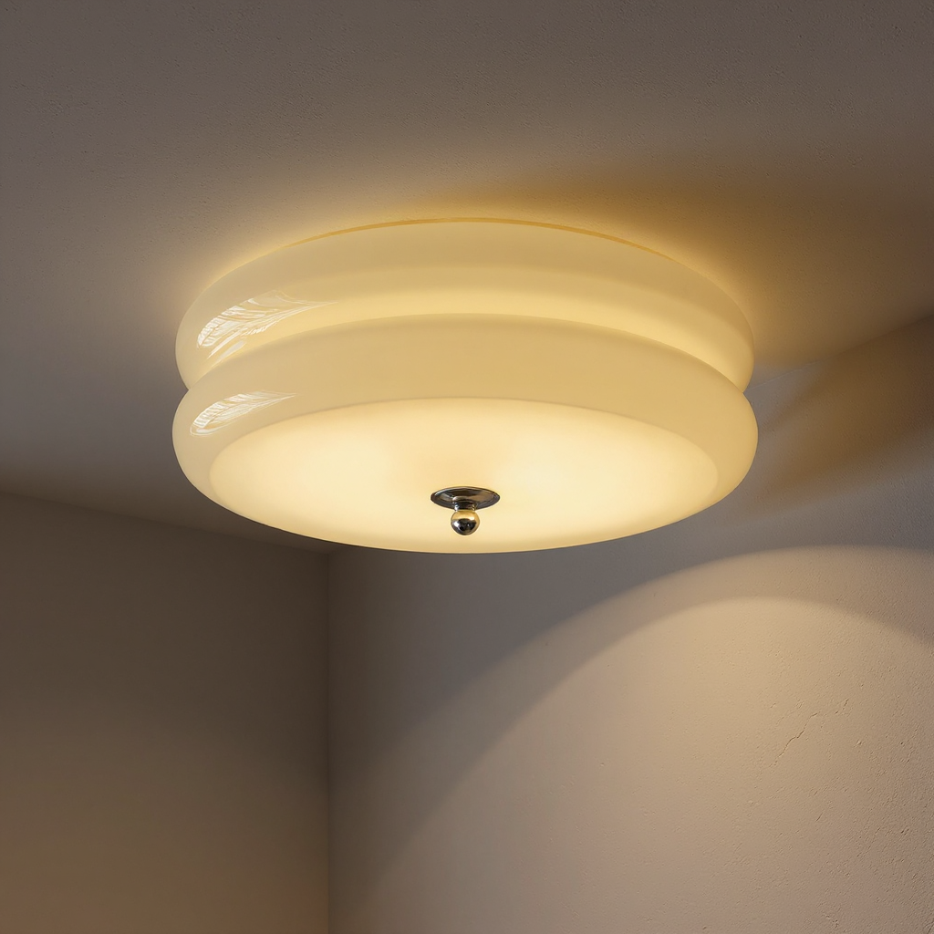 Heron Vintage Dome Ceiling Light – Art Deco Glass Flush Mount Lighting Fixture