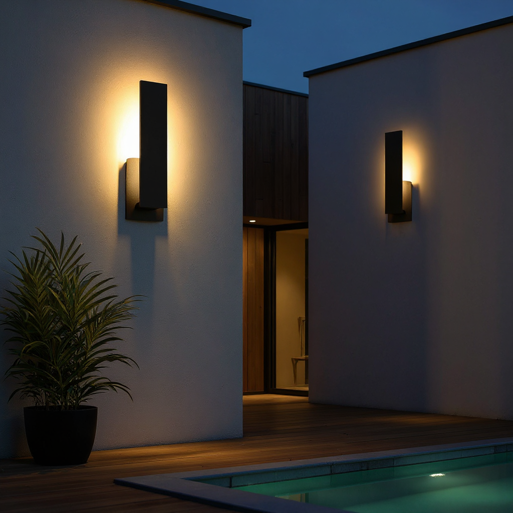 Modern Rectangular LED Outdoor Wall Lamp with Soft Ambient Glow – Waterproof Minimalist Exterior Light