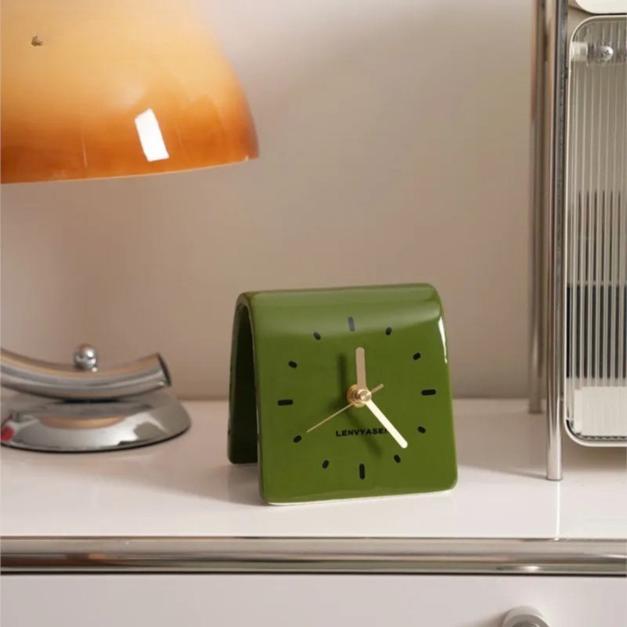 Tivara Arch Desk Clock – Modern Ceramic Decorative Table Clock Bedroom Living Room Nightstand
