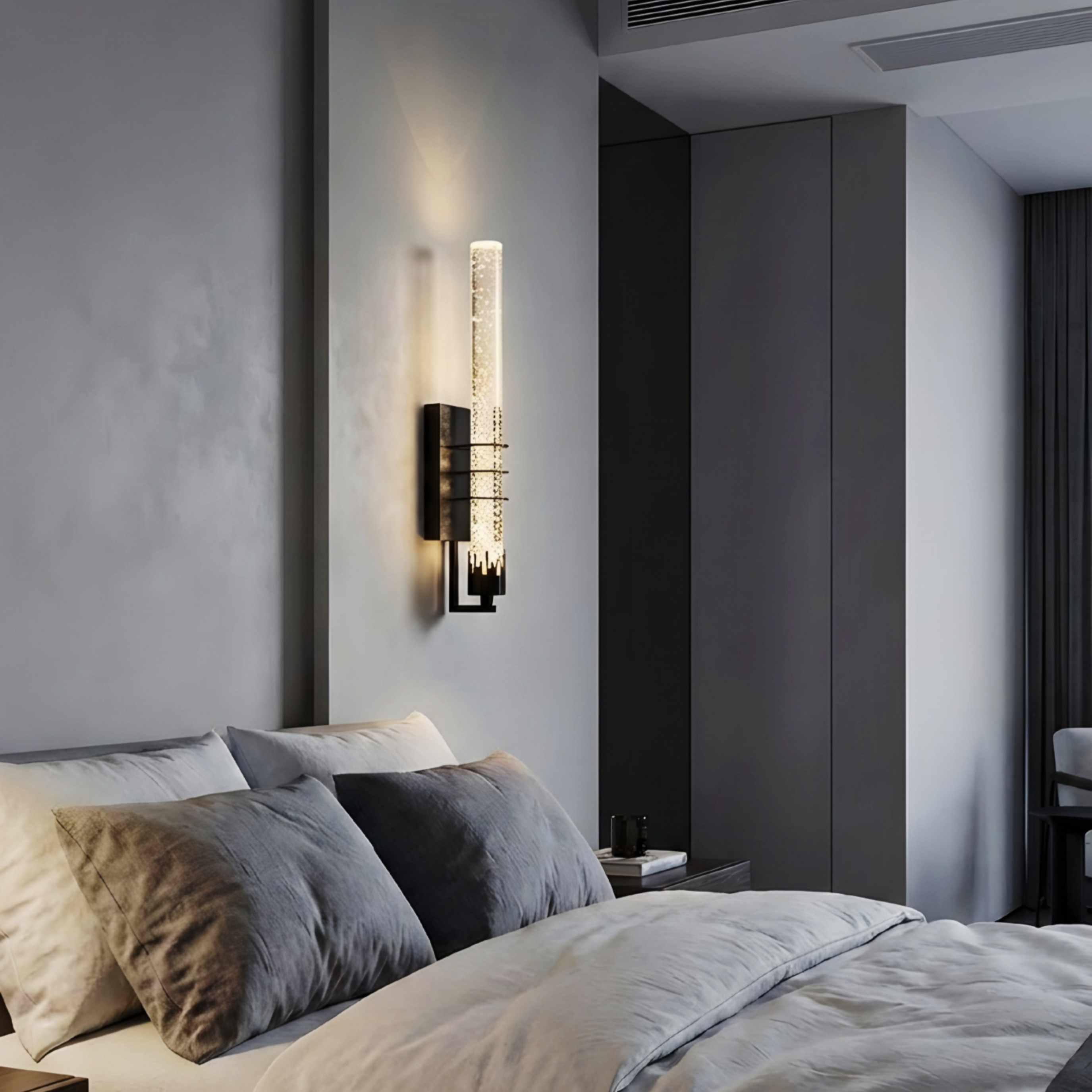 Lunaris Crystal Bar Wall Lamp – Modern LED Gold Black Vanity Hallway Sconce Fixture