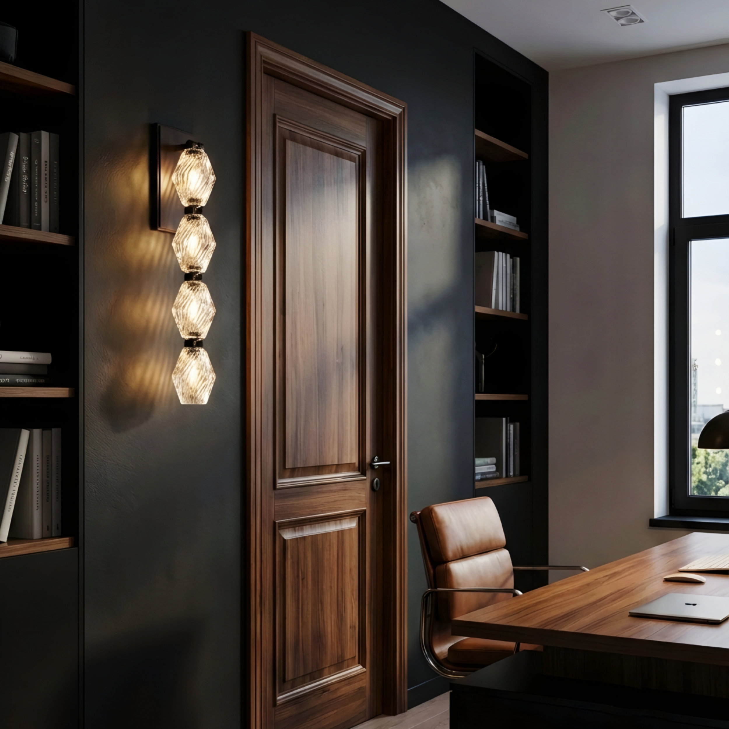 Aurelia Stacked Glass Wall Lamp – Modern Gold Vertical Bathroom Vanity Sconce Fixture