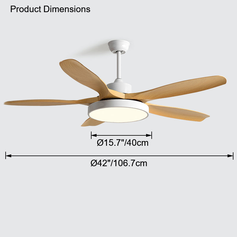 Breckton Ceiling Fan Light – Modern Wood Blade LED Living Room Bedroom Decorative Lighting Fixture Green