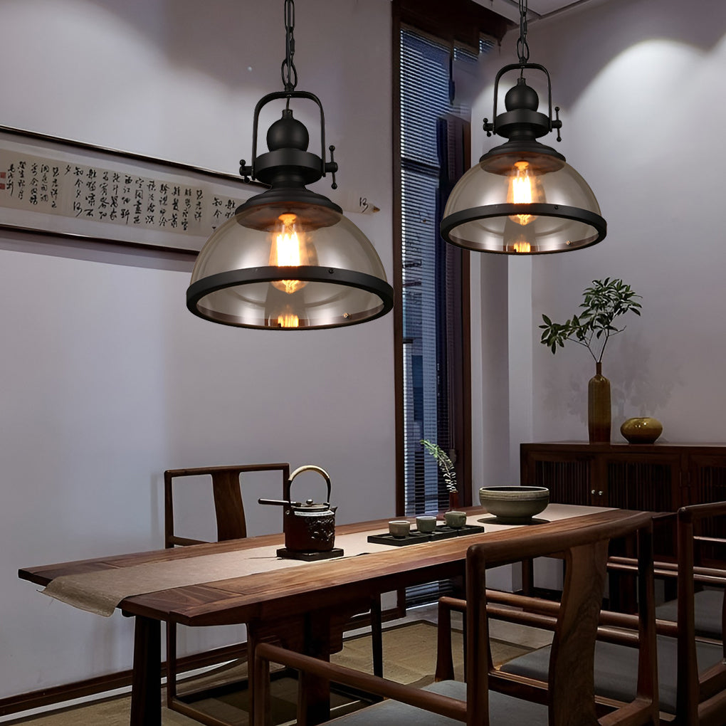 Harbor Dome Pendant Light – Vintage Glass Hanging Ceiling Fixture