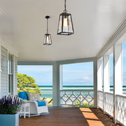 Tapered Clear Glass Hanging Pendant Light – Waterproof LED Outdoor Porch Patio Fixture