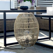 Woven Rattan Mesh Floor Lantern Lamp  – Waterproof LED Outdoor Patio Lamp