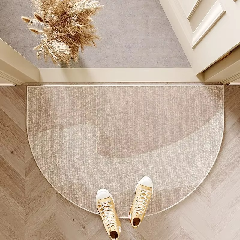 Linova Semicircle Doormat – Geometric Textured Entry Rug Modern Indoor Outdoor Non-Slip Entryway