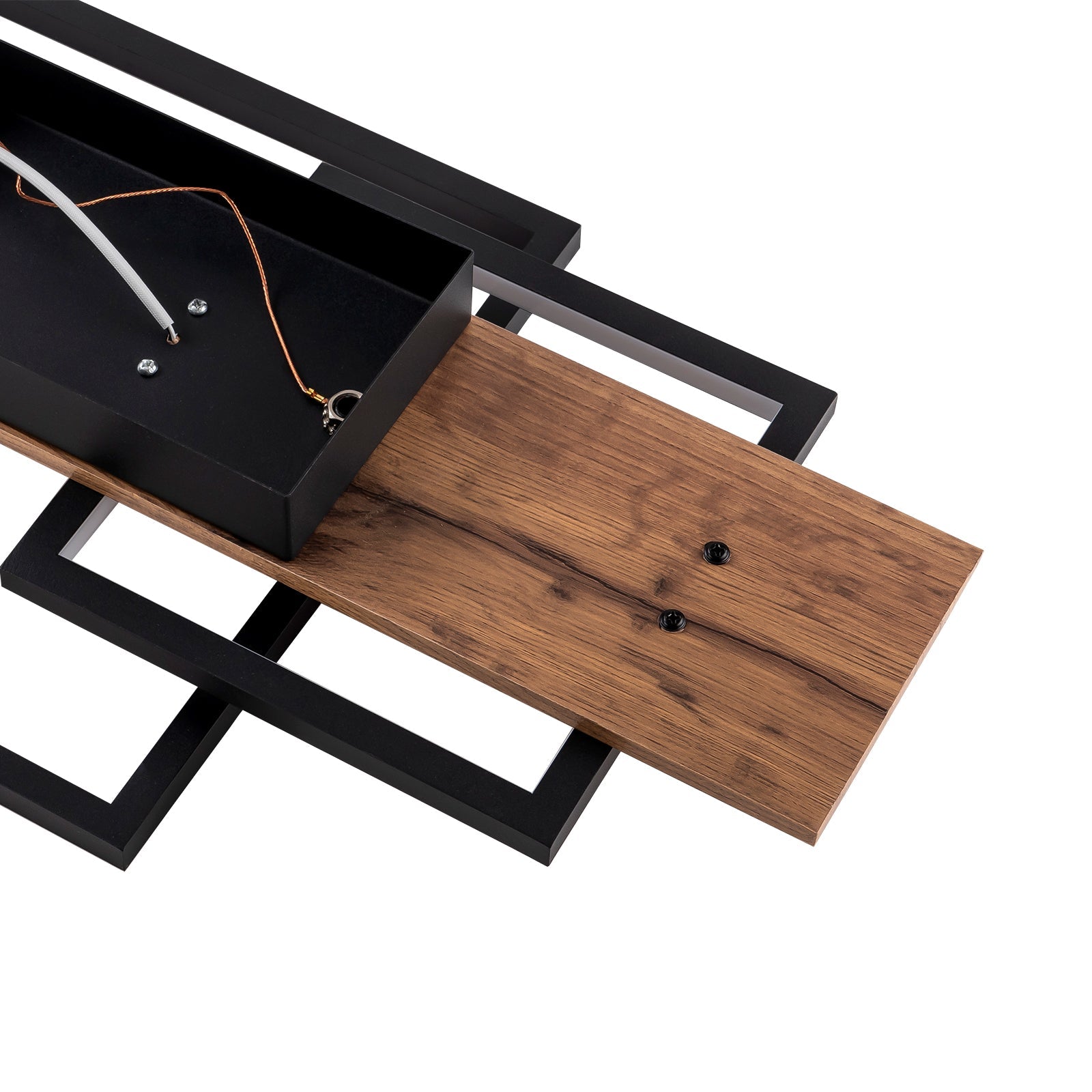 Zerith Linear Ceiling Light – Modern LED Flush Mount Black Wood Geometric Ceiling Fixture