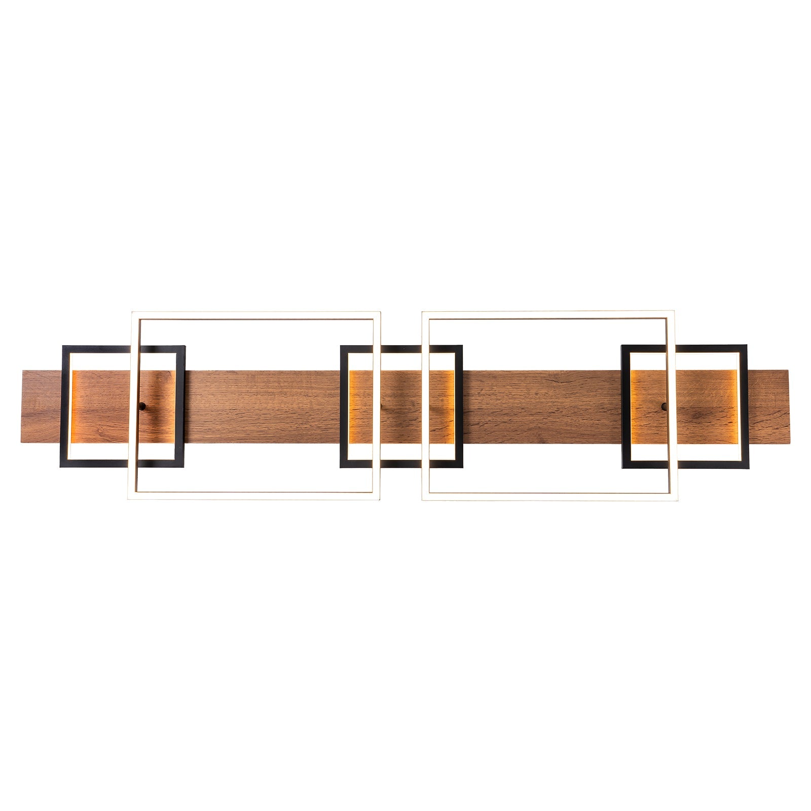 Zerith Linear Ceiling Light – Modern LED Flush Mount Black Wood Geometric Ceiling Fixture