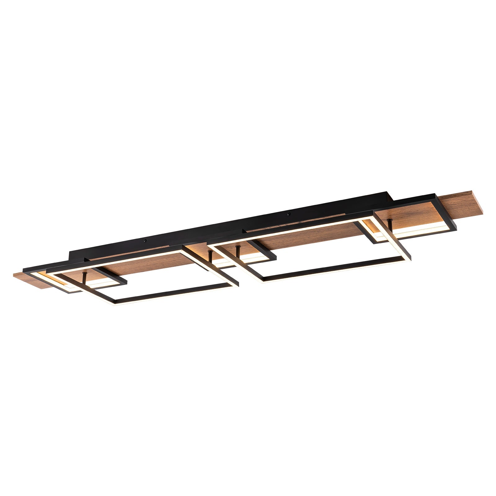 Zerith Linear Ceiling Light – Modern LED Flush Mount Black Wood Geometric Ceiling Fixture