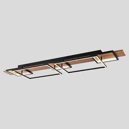 Zerith Linear Ceiling Light – Modern LED Flush Mount Black Wood Geometric Ceiling Fixture
