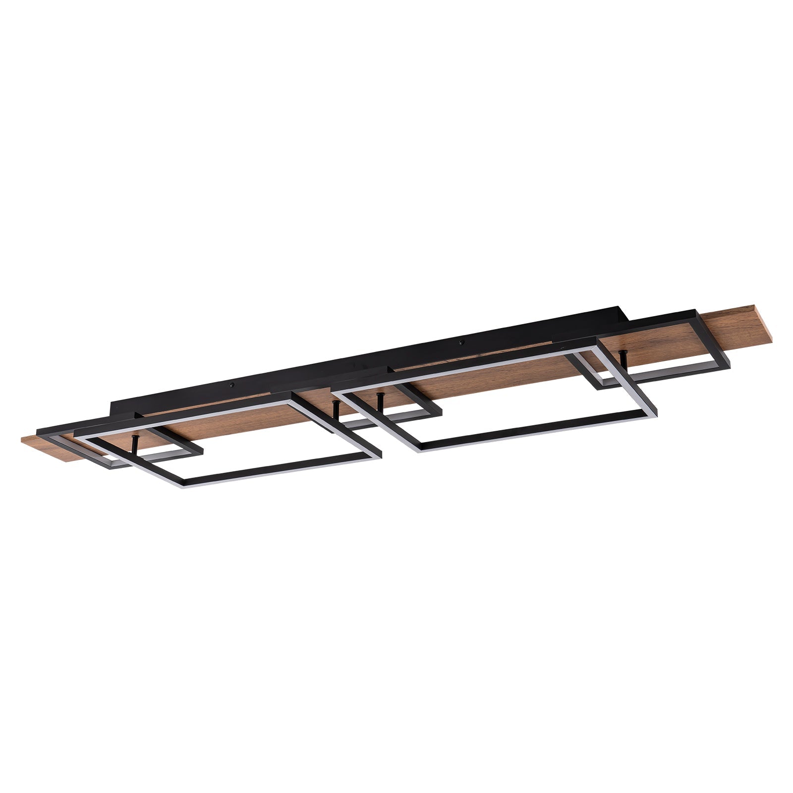 Zerith Linear Ceiling Light – Modern LED Flush Mount Black Wood Geometric Ceiling Fixture