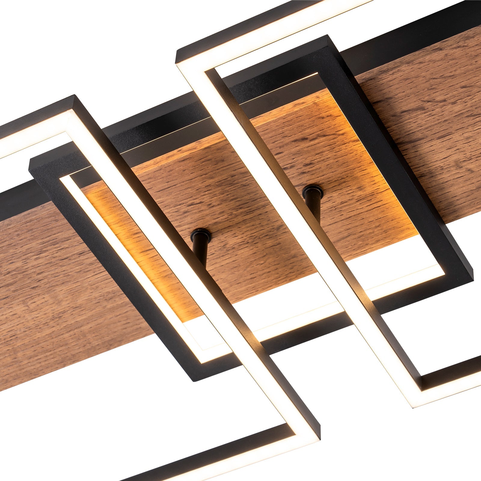 Zerith Linear Ceiling Light – Modern LED Flush Mount Black Wood Geometric Ceiling Fixture