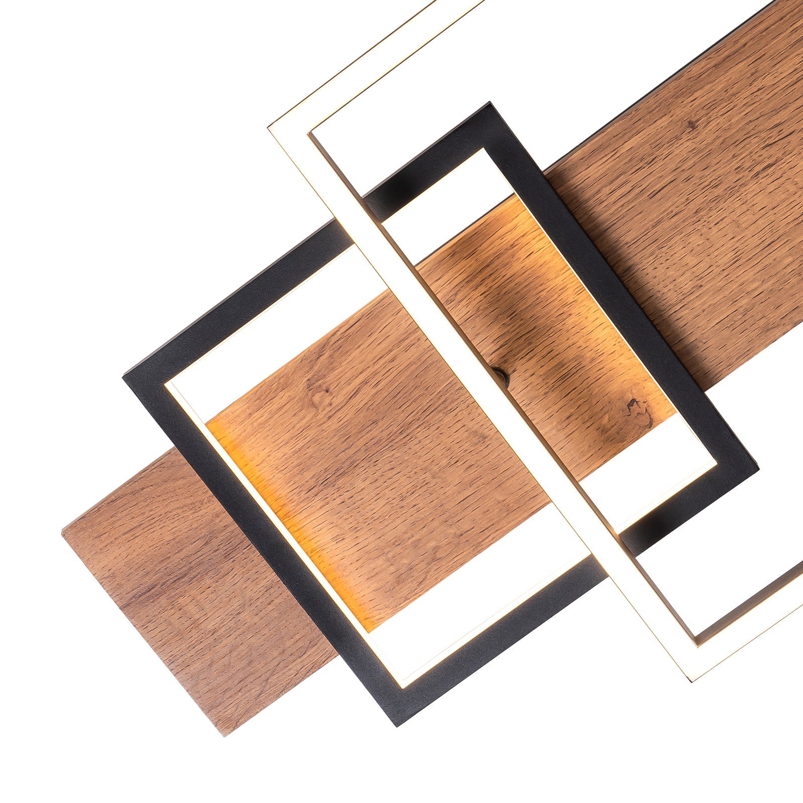 Zerith Linear Ceiling Light – Modern LED Flush Mount Black Wood Geometric Ceiling Fixture