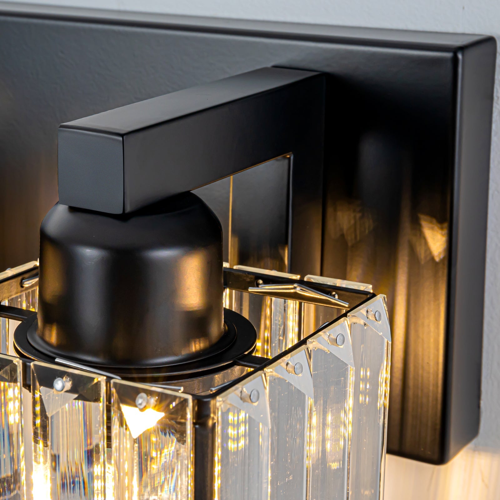 Velmora Crystal Vanity Light – Modern Black Bathroom Mirror Wall Lighting Fixture