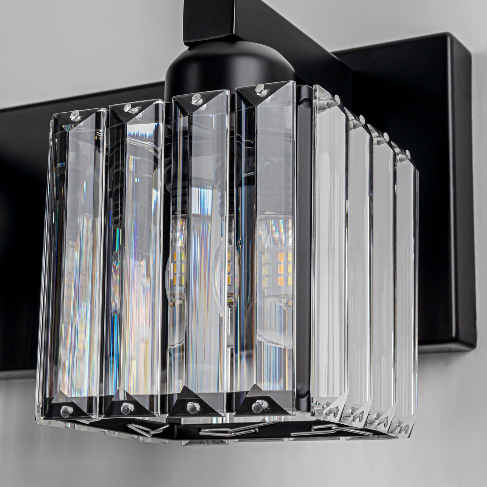 Velmora Crystal Vanity Light – Modern Black Bathroom Mirror Wall Lighting Fixture