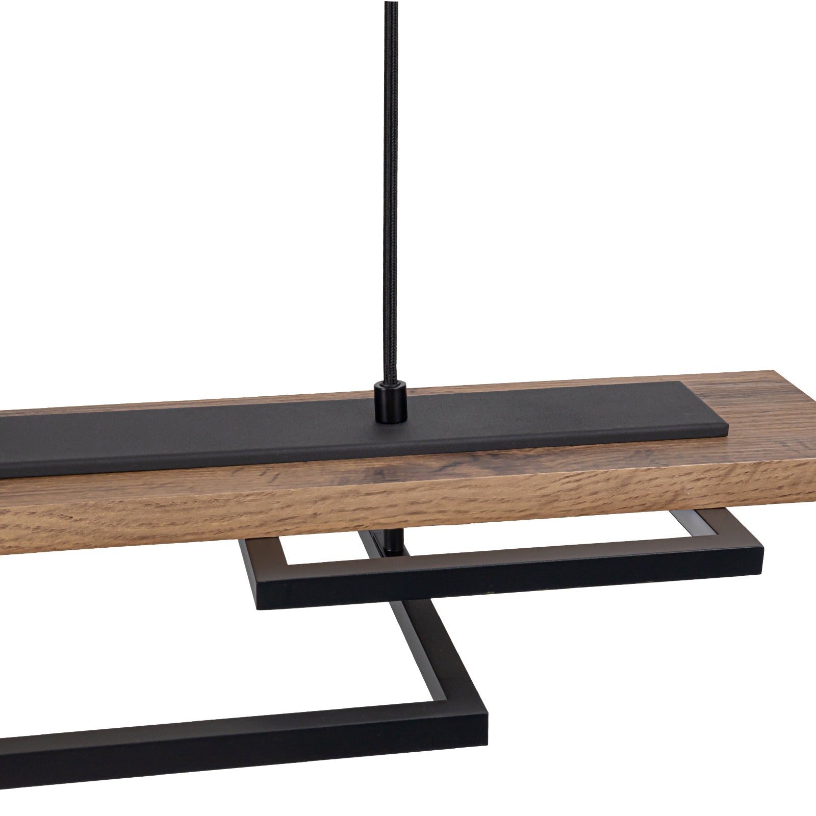 Ardyn Linear Pendant Light – Modern LED Wood Black Geometric Dining Table Lighting Fixture
