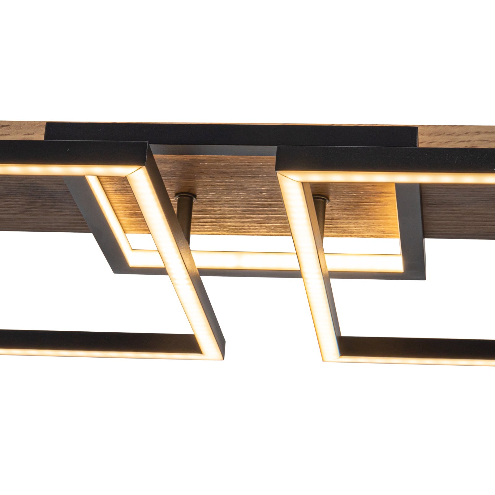 Ardyn Linear Pendant Light – Modern LED Wood Black Geometric Dining Table Lighting Fixture