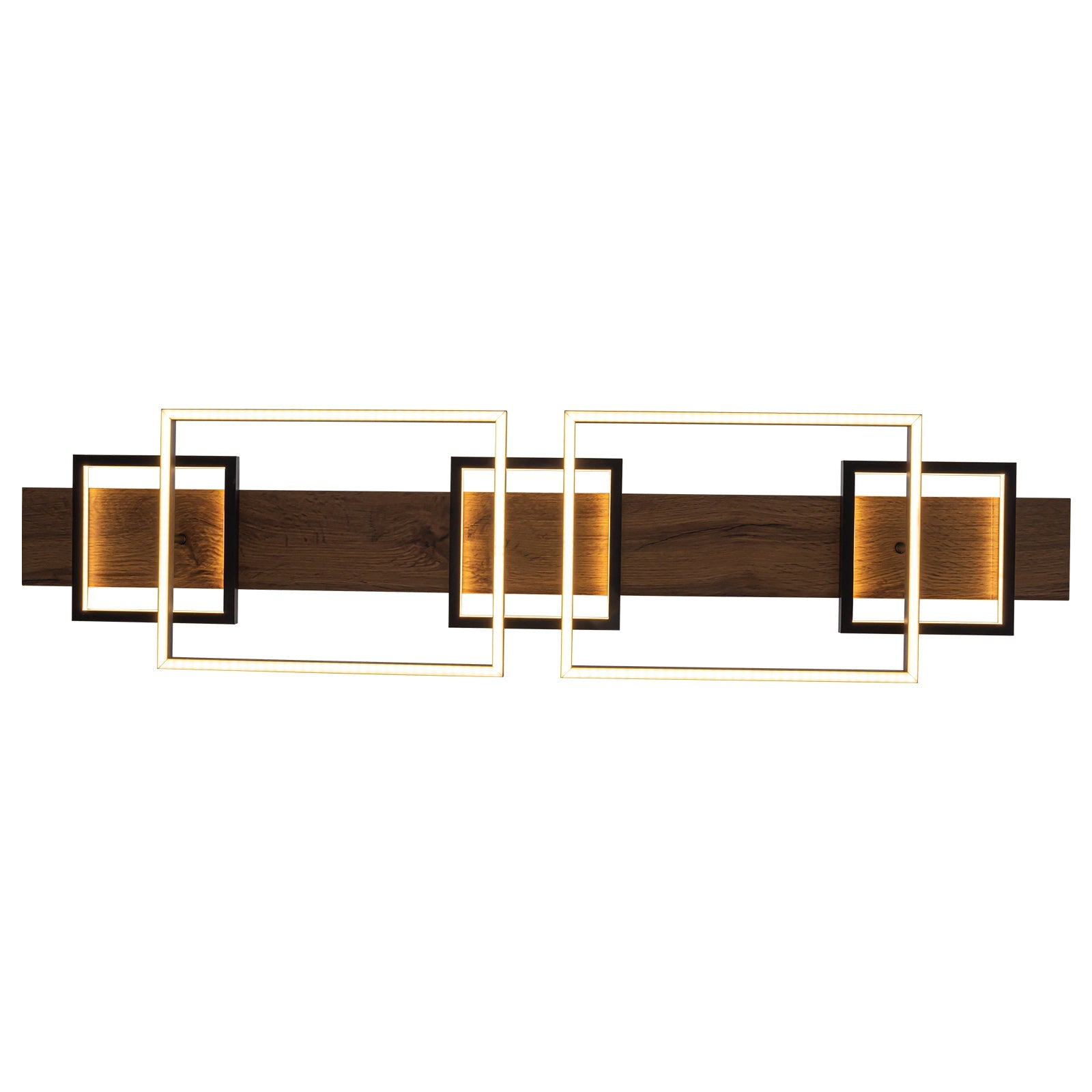 Ardyn Linear Pendant Light – Modern LED Wood Black Geometric Dining Table Lighting Fixture