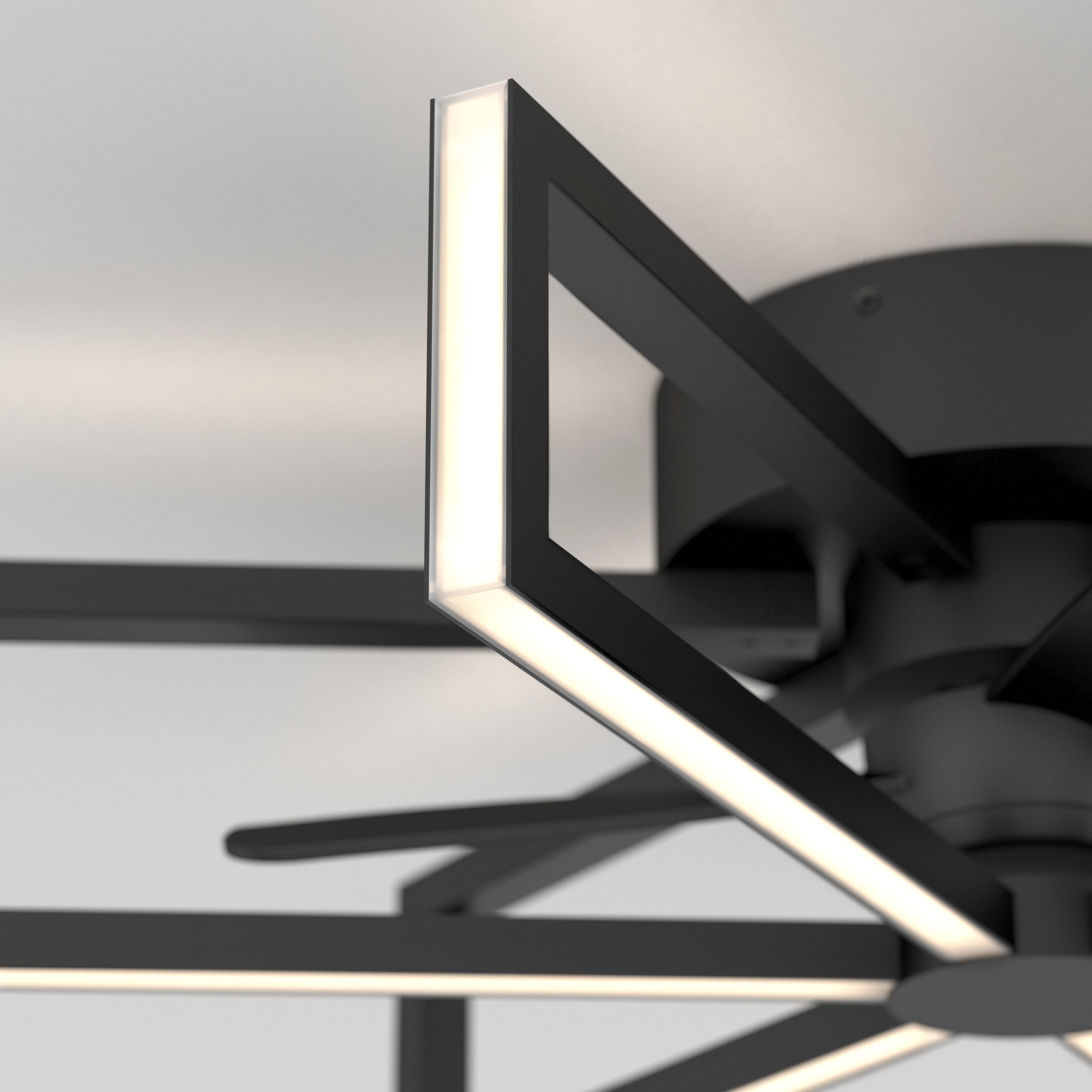Zentari Ceiling Fan Light – Modern LED Black Flush Mount Minimalist Geometric Bedroom Lighting