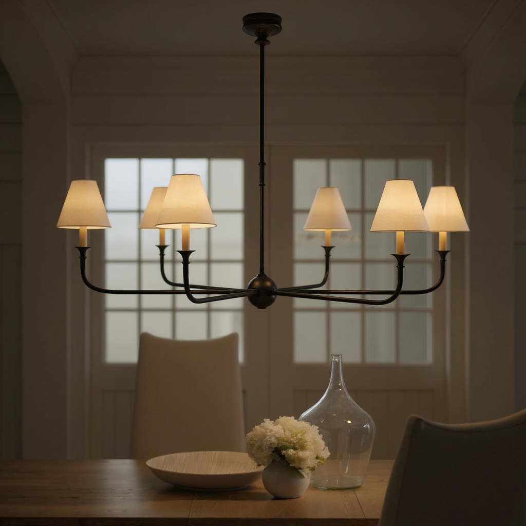 Grande Linear Chandelier - Classic Brass Multi-Arm Dining Pendant Light