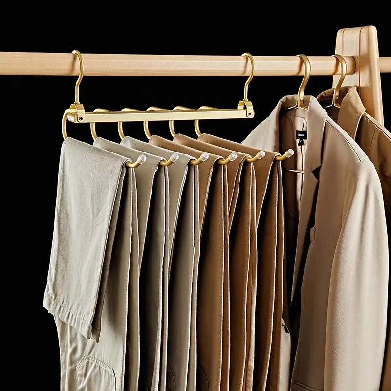 Vestro Space Saving Pants Hanger – 6 Tier Gold Aluminum Closet Organizer Rotating Hook Storage Rack