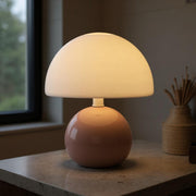 Glossy Ceramic Dome Table Lamp – Soft Warm Glow for Bedroom or Living Room