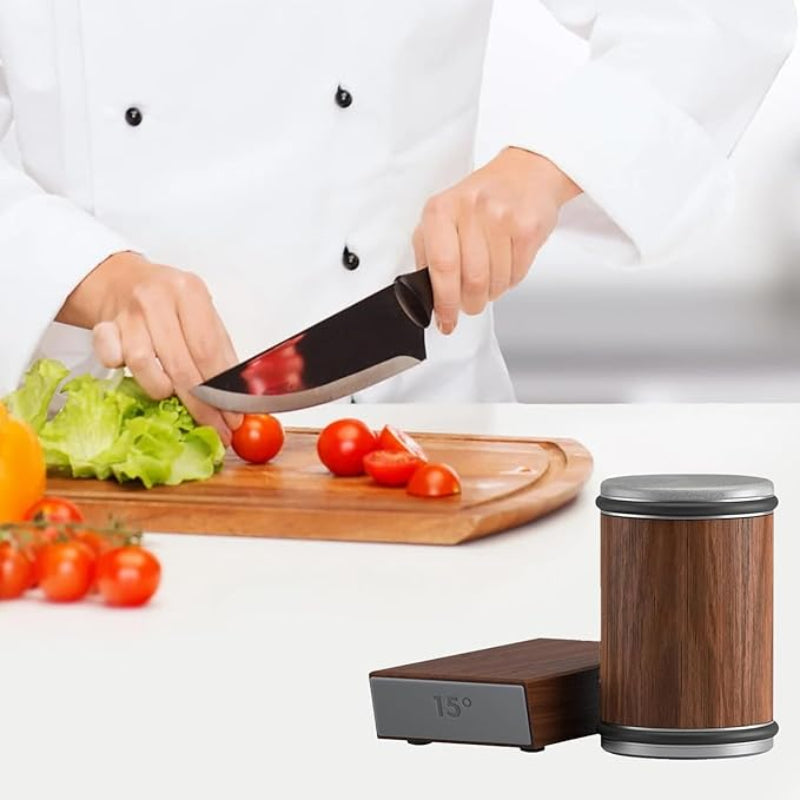 Sylvan Edge Knife Sharpener – Diamond Grinding Professional Kitchen Tool Magnetic Angle Guide Wood