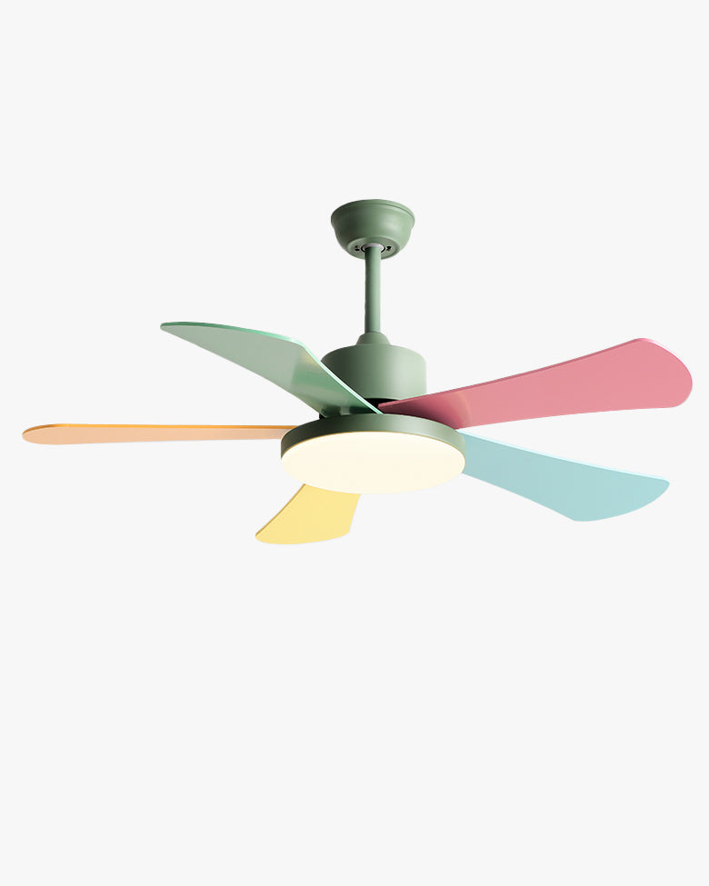 Chromia Pulse Ceiling Fan – Modern Colorful Blades LED Light Bedroom Kids Room Nursery Playroom Decorative Lighting