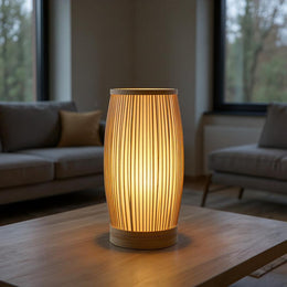 Bamboo Slatted Table Lamp – Japanese Lantern-Style Ambient Light