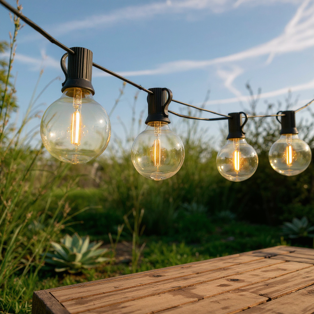 Meadow Globe String Lights – LED Outdoor Festoon String Lighting Fixture Solar USB