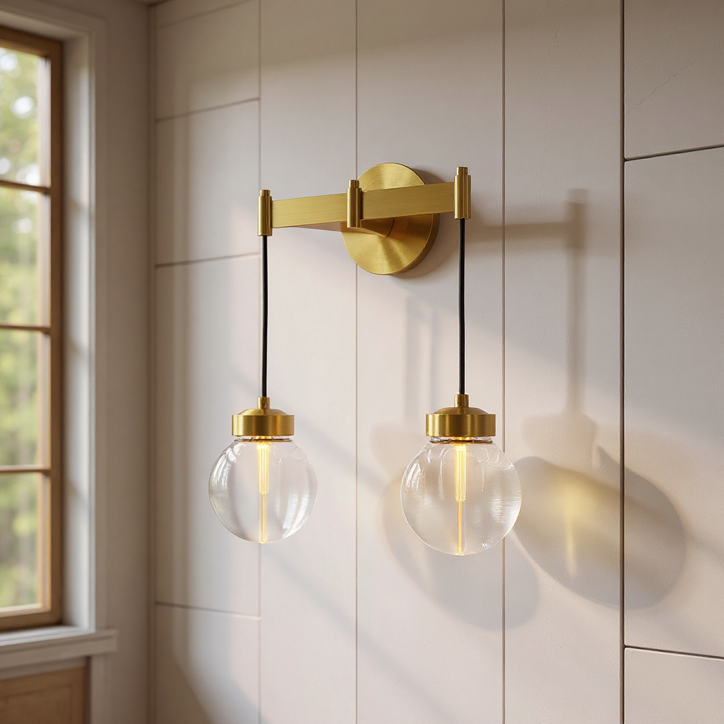 Lunaro Globe Wall Lamp – Brass Bar Glass Pendant Interior Wall Lighting Fixture