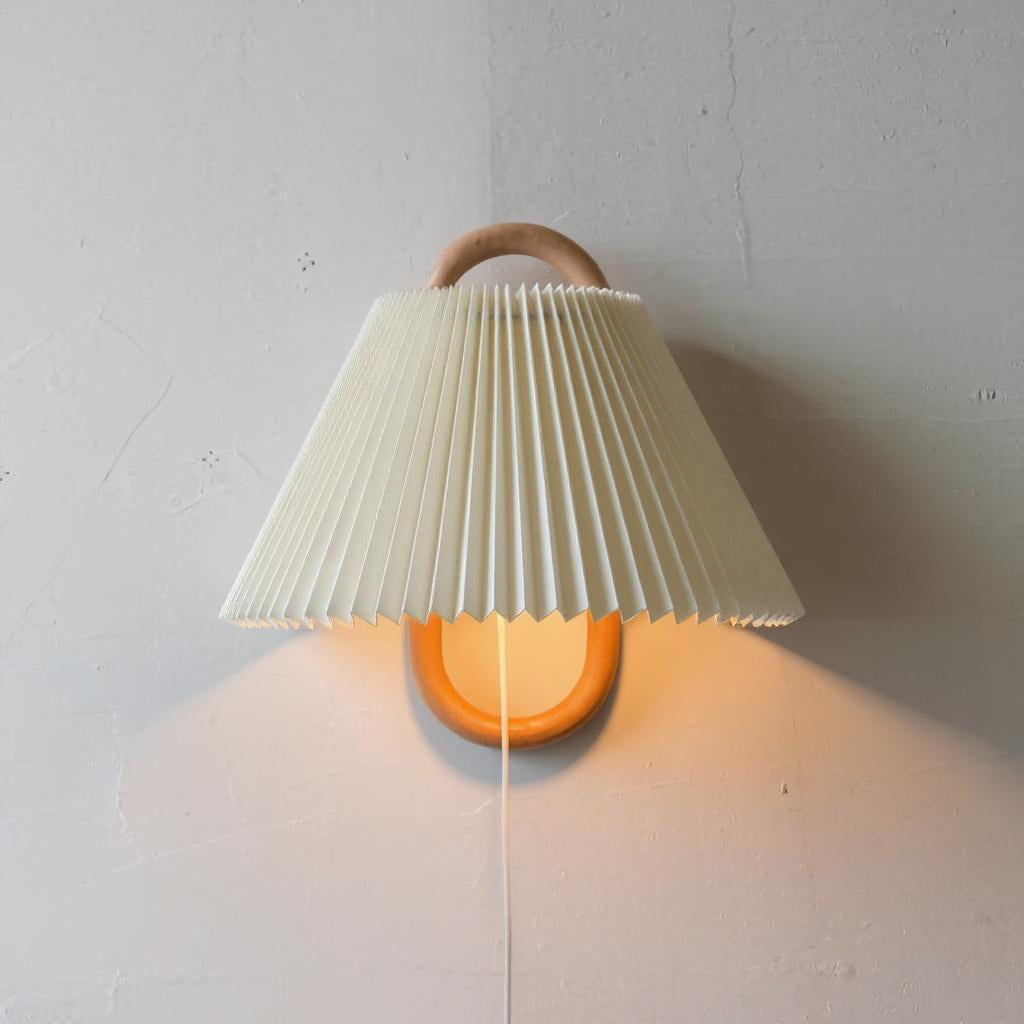 Nordic Loop Wall Lamp – Modern Wood Frame LED Fixture with Fabric Shade