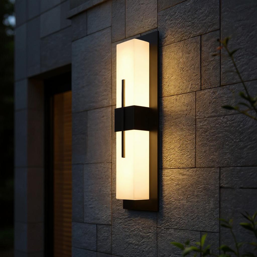 Rectangular LED Outdoor Wall Light – Waterproof Black Exterior Fixture