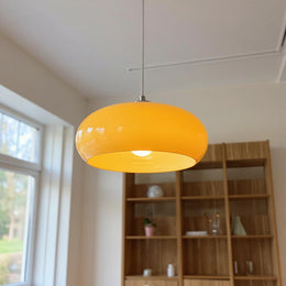 Retro Glass Dome Pendant Light – Mid-Century Modern LED Ceiling Fixture for Dining and Living Spaces