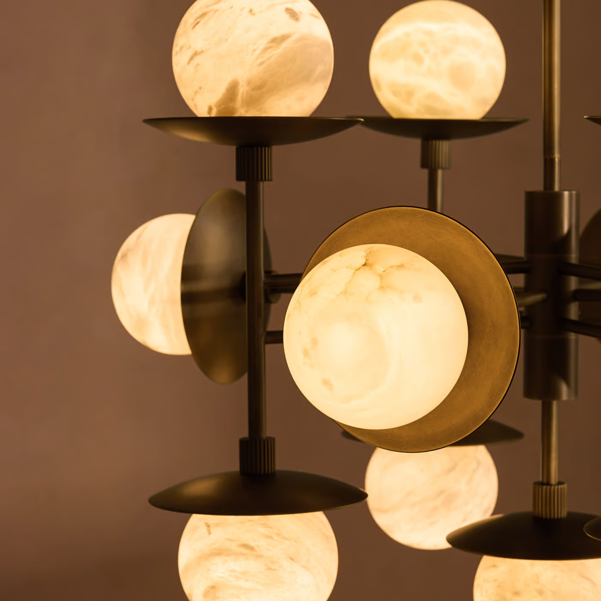 Orbitus Globe Chandelier – Mid Century Modern Brass Glass Ball Pendant Light Dining Room Ceiling