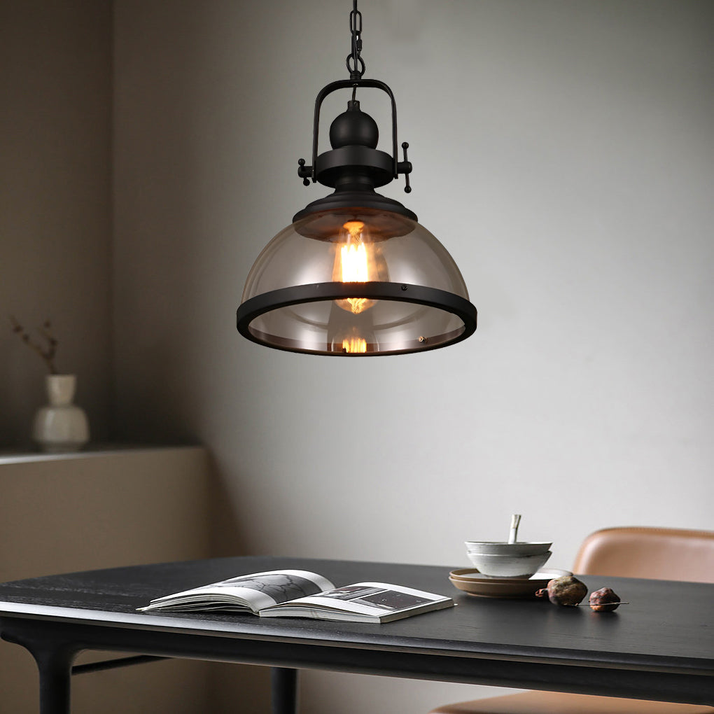 Harbor Dome Pendant Light – Vintage Glass Hanging Ceiling Fixture