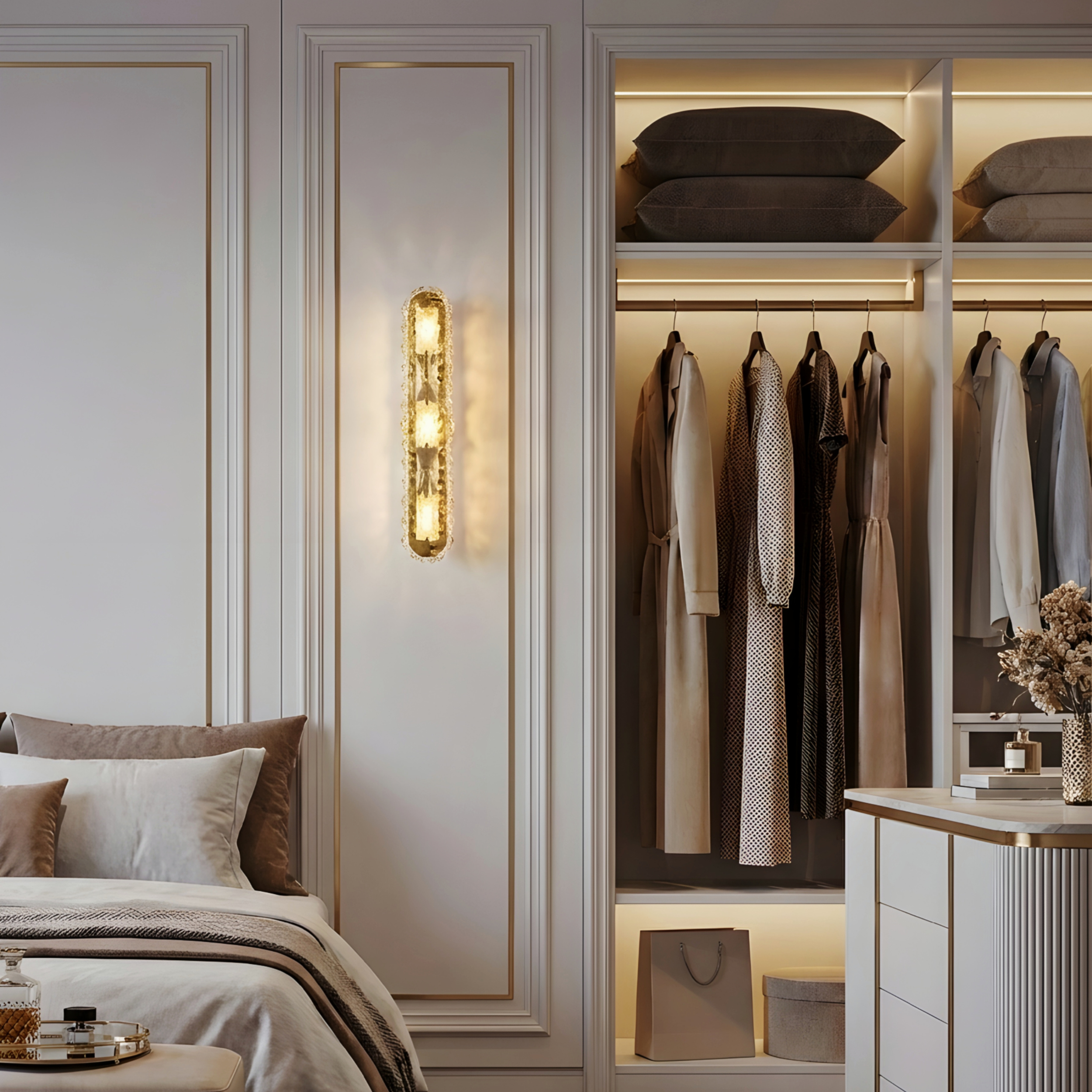 Celestique Dual Crystal Wall Lamp – Modern LED Bedroom Bedside Hallway Wall Sconce Fixture