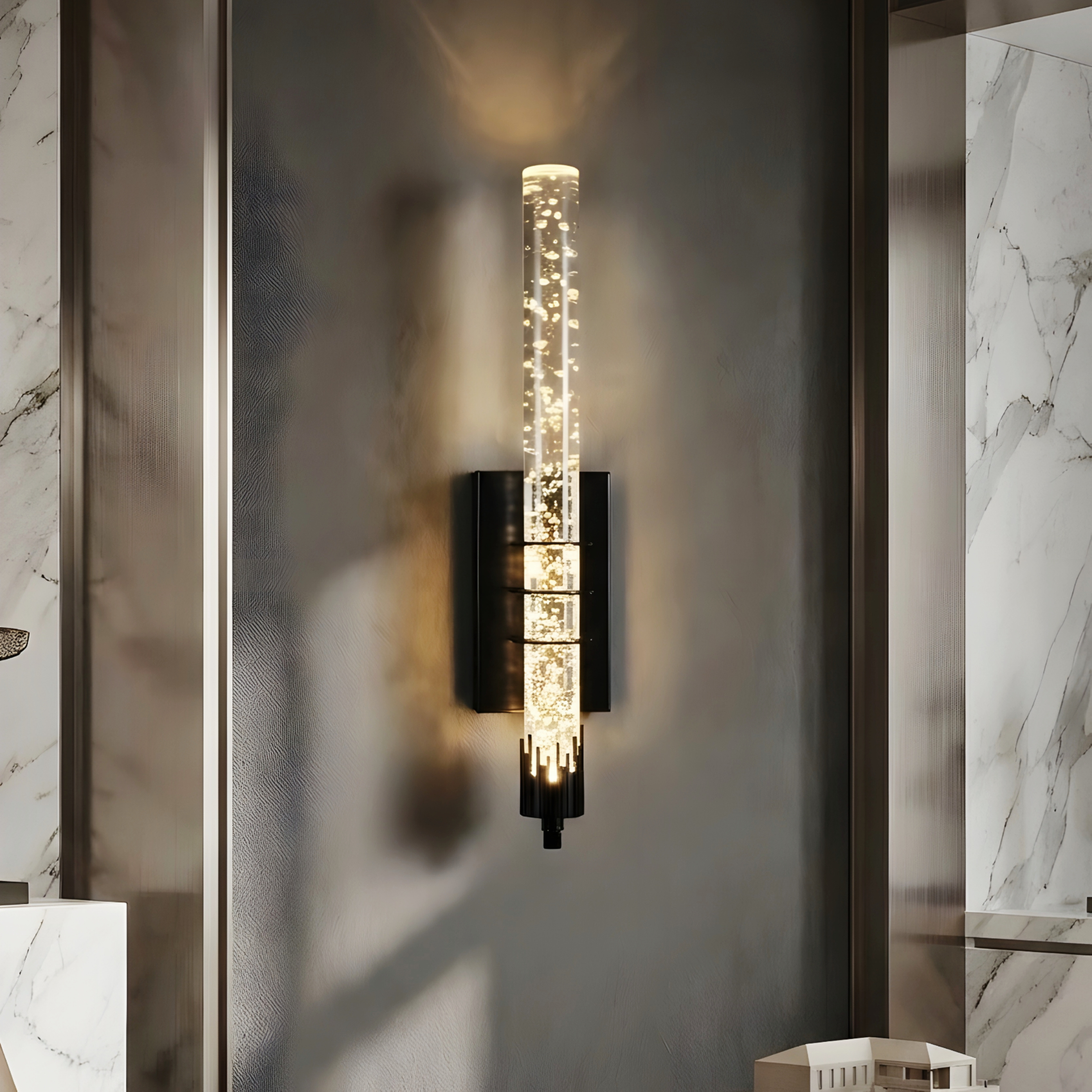 Lunaris Crystal Bar Wall Lamp – Modern LED Gold Black Vanity Hallway Sconce Fixture