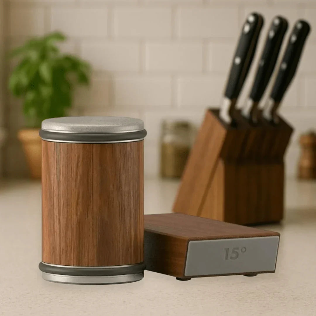 Sylvan Edge Knife Sharpener – Diamond Grinding Professional Kitchen Tool Magnetic Angle Guide Wood