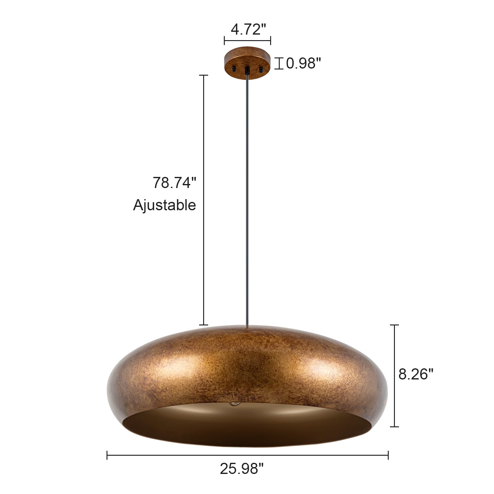 Caldera Dome Pendant Light – Modern Bronze Industrial Dining Room Ceiling Lighting Fixture