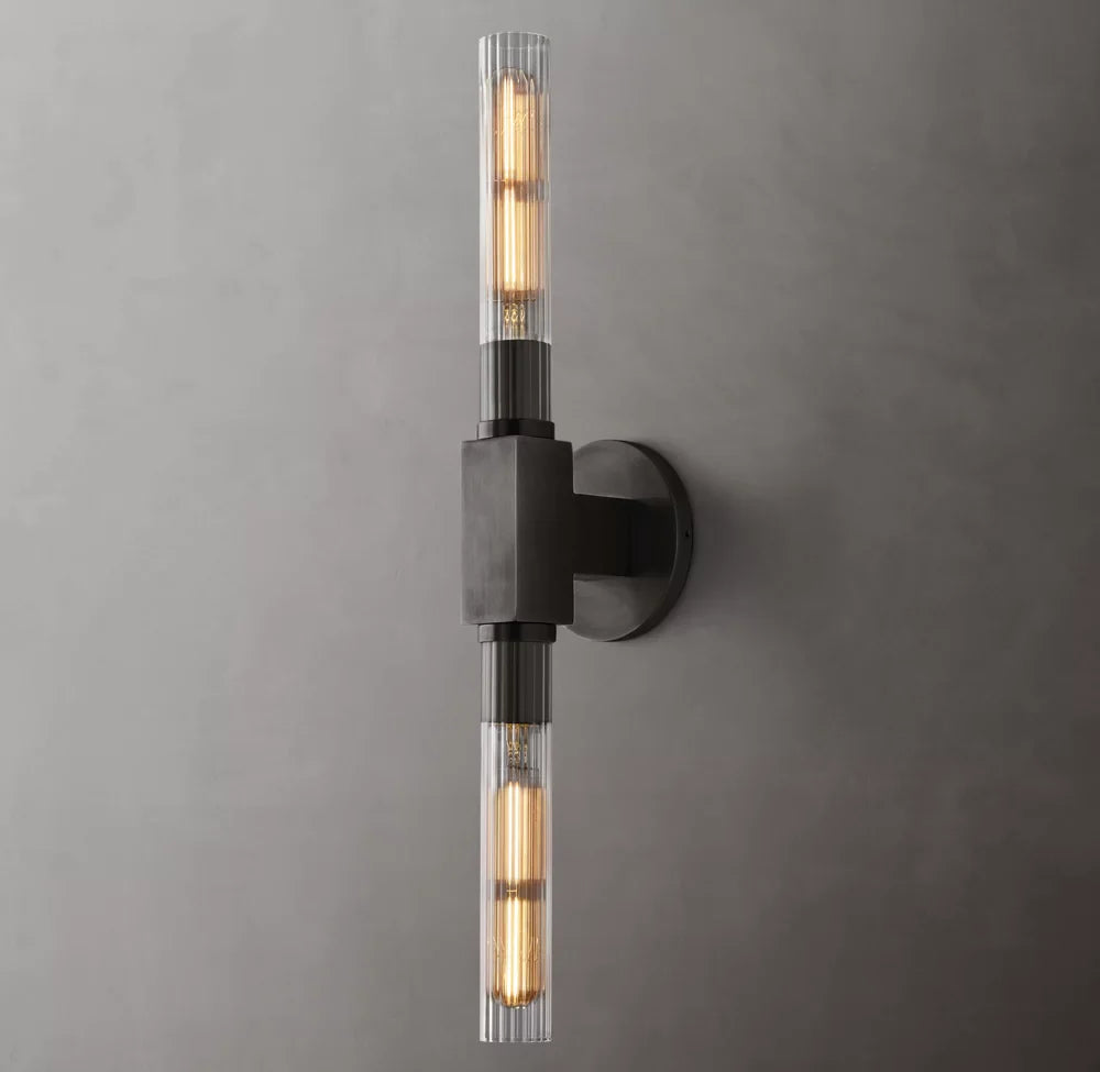 Canella Linear Wall Sconce – Brass Ribbed Glass Linear Wall Lighting Fixture