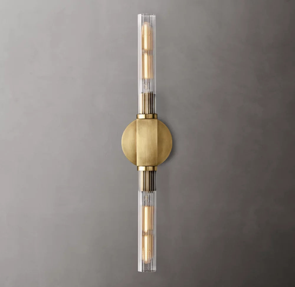 Canella Linear Wall Sconce – Brass Ribbed Glass Linear Wall Lighting Fixture