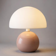 Glossy Ceramic Dome Table Lamp – Soft Warm Glow for Bedroom or Living Room