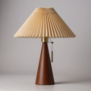 Walnut Cone Pleated Shade Table Lamp – Modern Warm Ambient Light