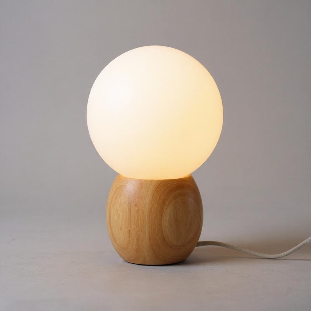 Wood Base Globe Table Lamp – Warm Ambient Bedside Light