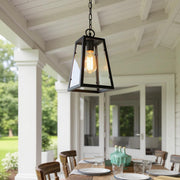 Tapered Clear Glass Hanging Pendant Light – Waterproof LED Outdoor Porch Patio Fixture