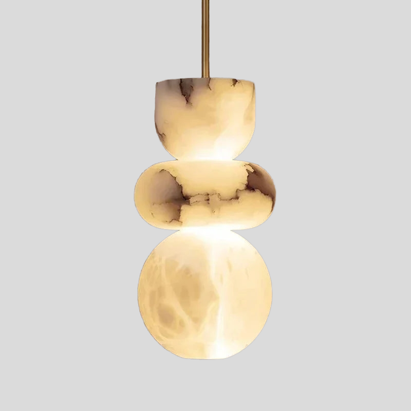 Stratum Pendant Light – Alabaster Marble Hanging Ceiling Light Dining Room Kitchen Island Decorative Lighting