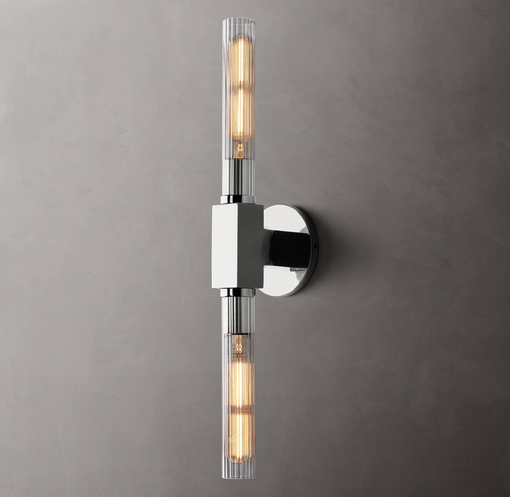 Canella Linear Wall Sconce – Brass Ribbed Glass Linear Wall Lighting Fixture