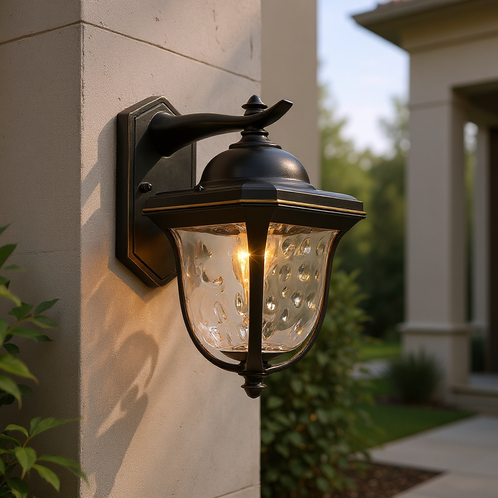 Regent Lantern Outdoor Wall Lamp Classic Series – Textured Glass Exterior Wall Lighting Fixture